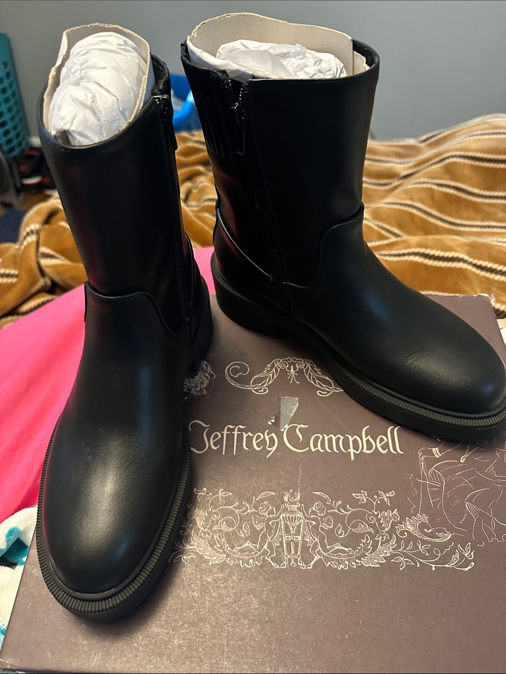 Jeffrey Campbell Black Combat Moto Boots sold out size Bloomingdale’s
